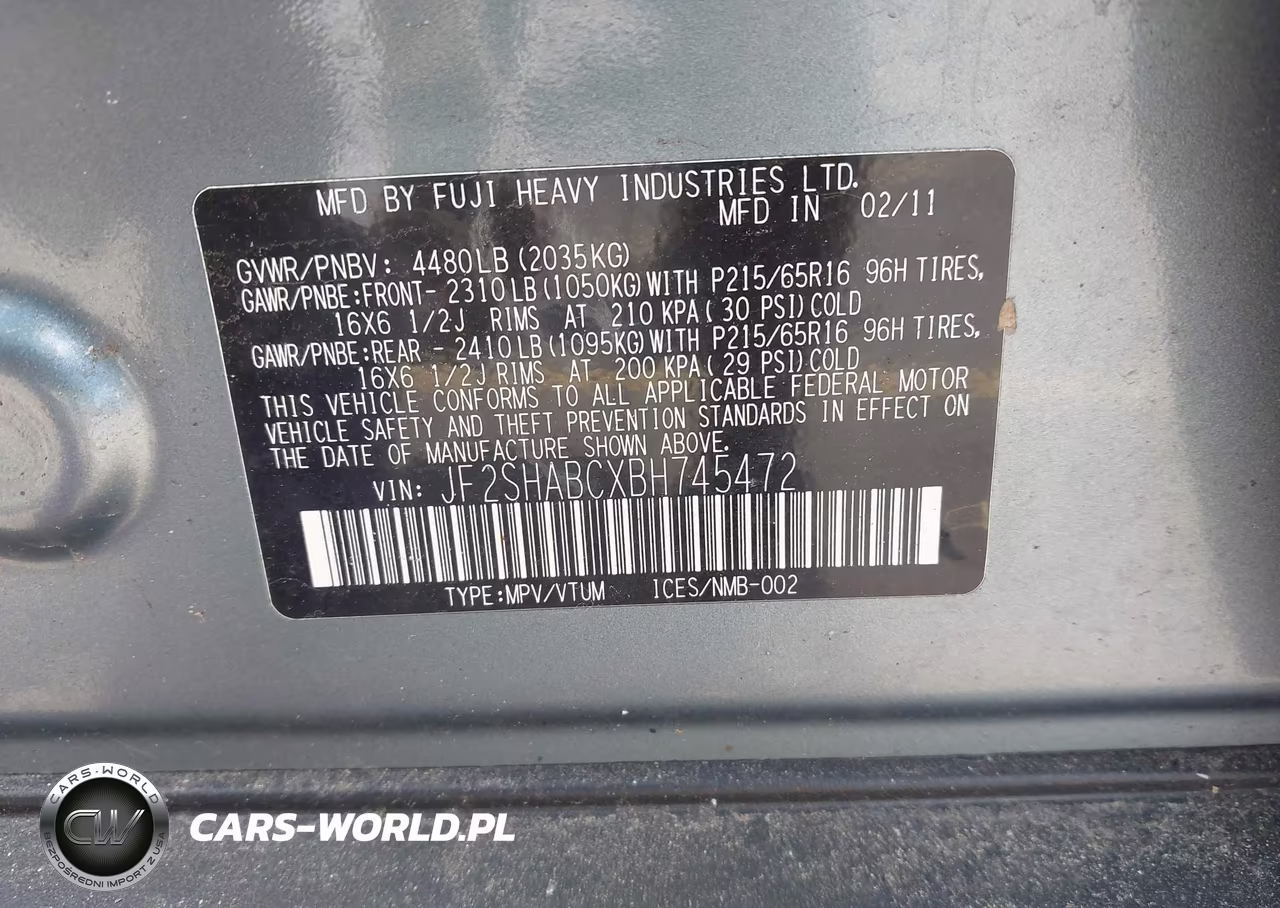 2011 Subaru Forester 2.5X VIN:JF2SHABCXBH745472 - 9