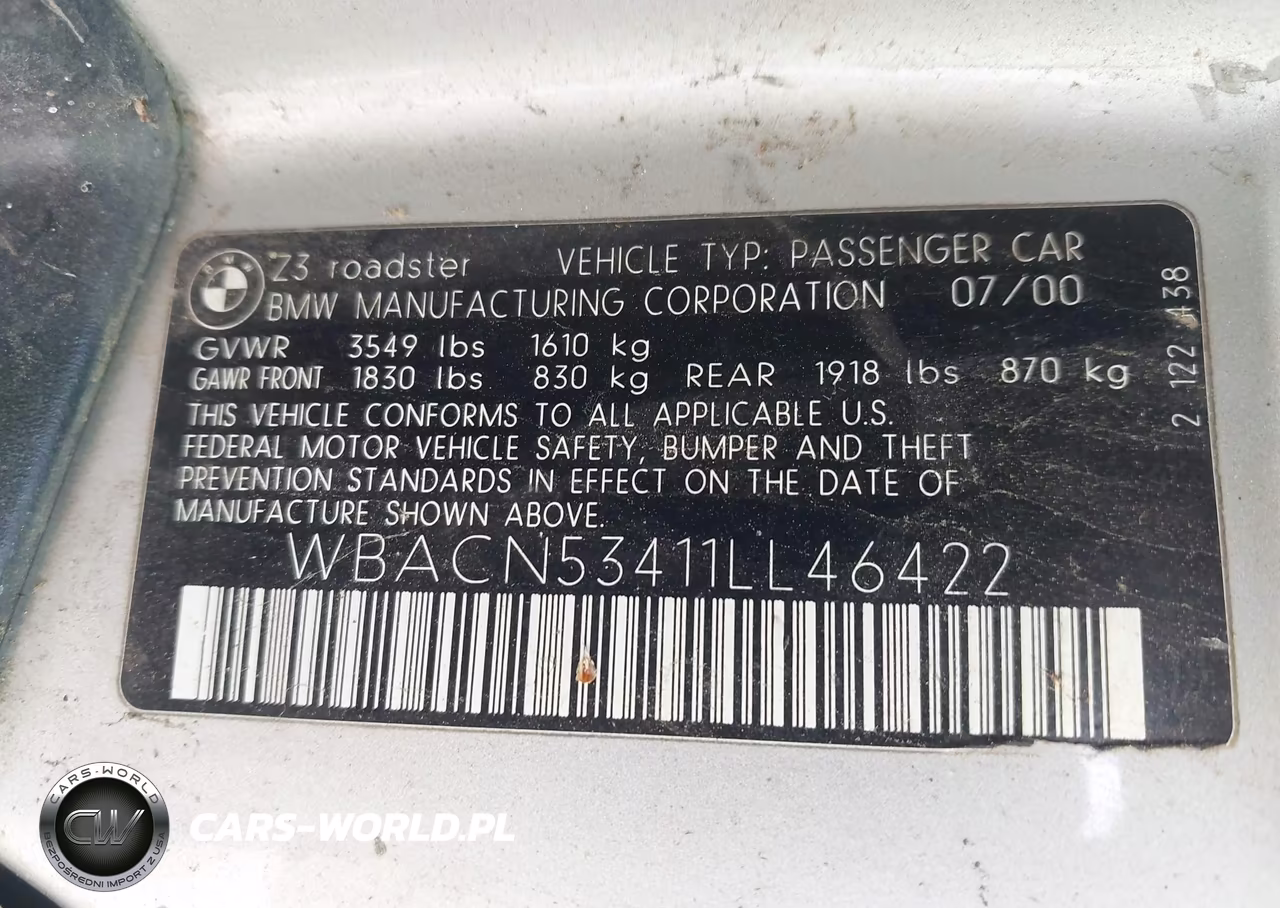 2001 BMW Z3 3.0I VIN:WBACN53411LL46422 - 9