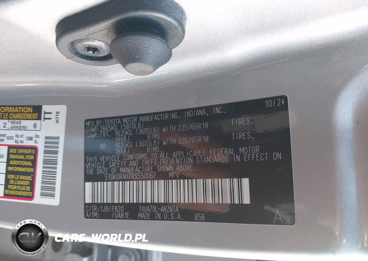 2024 Toyota Highlander Le VIN:5TDKDRAH7RS550067 - 9