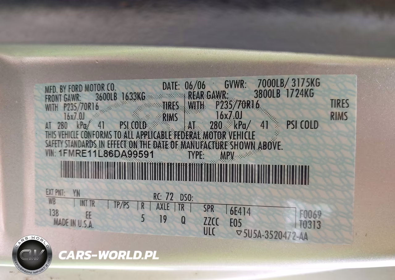 2006 Ford E-150 Xl-Xlt VIN:1FMRE11L86DA99591 - 9