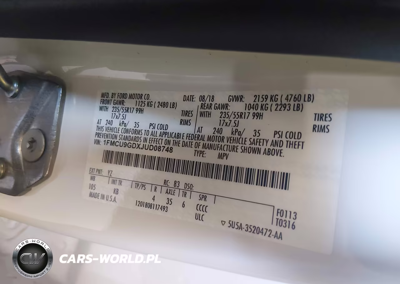2018 Ford Escape Se VIN:1FMCU9GDXJUD08748 - 9