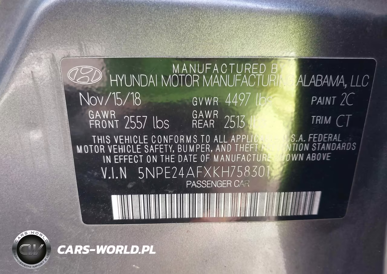 2019 Hyundai Sonata Se VIN:5NPE24AFXKH758301 - 9