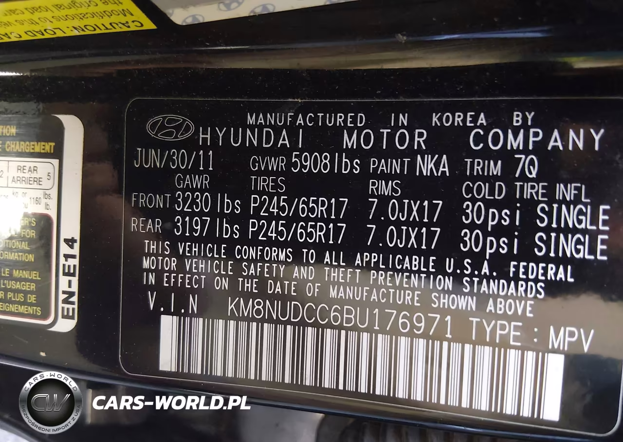 2011 Hyundai Veracruz Gls VIN:KM8NUDCC6BU176971 - 9