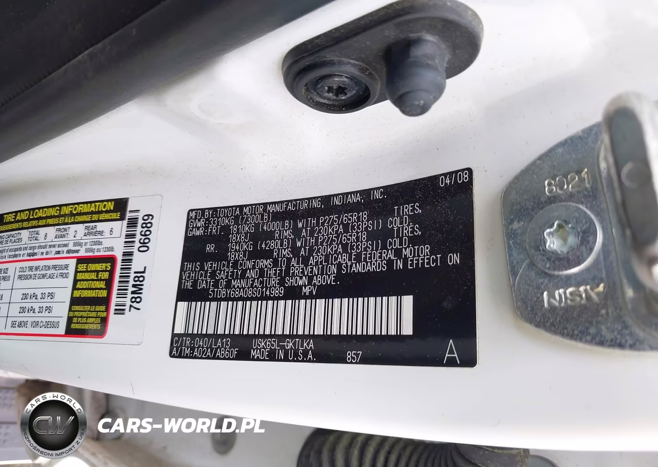 2008 Toyota Sequoia Limited 5.7L V8 VIN:5TDBY68A08S014989 - 9