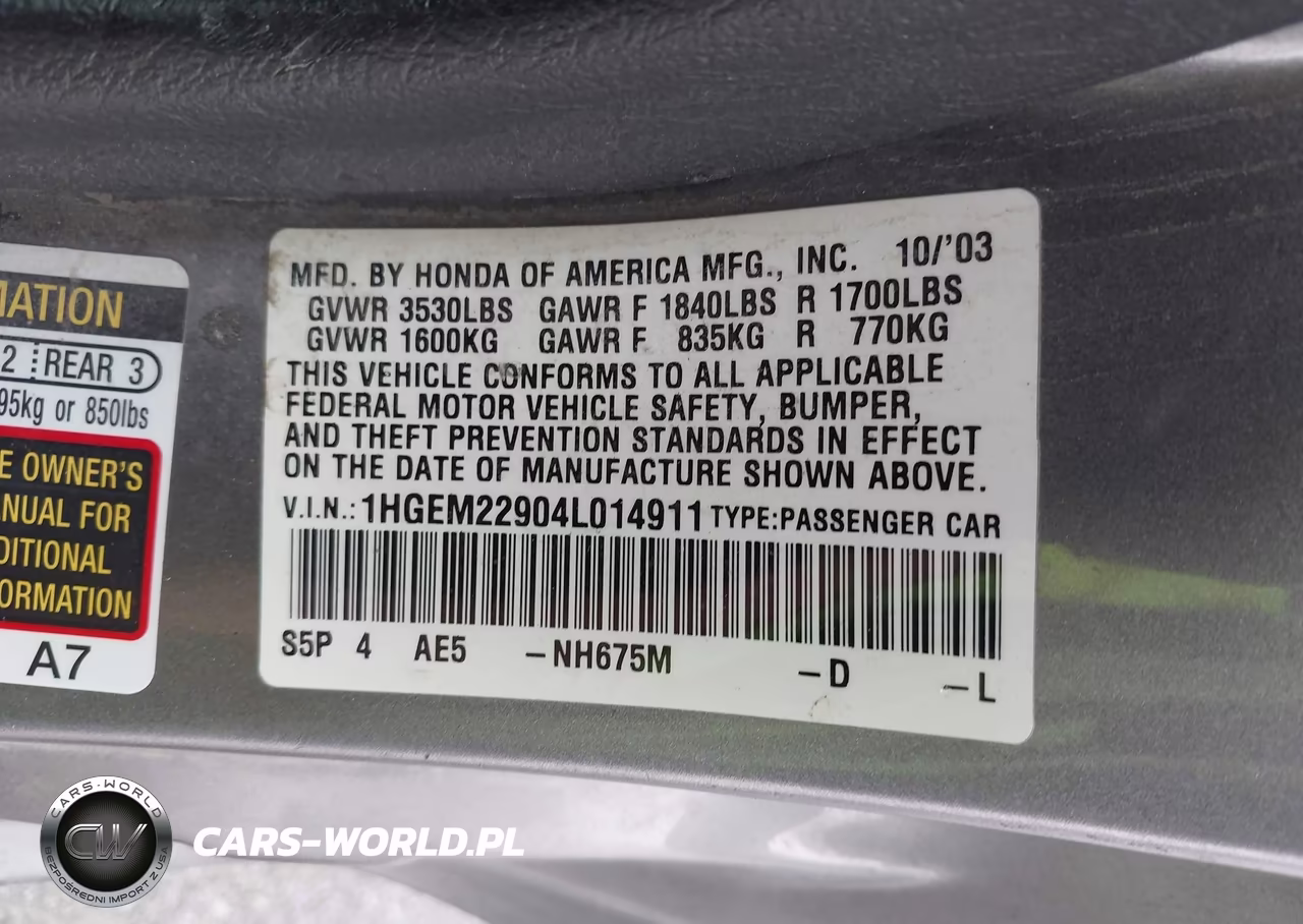 2004 Honda Civic Ex VIN:1HGEM22904L014911 - 9