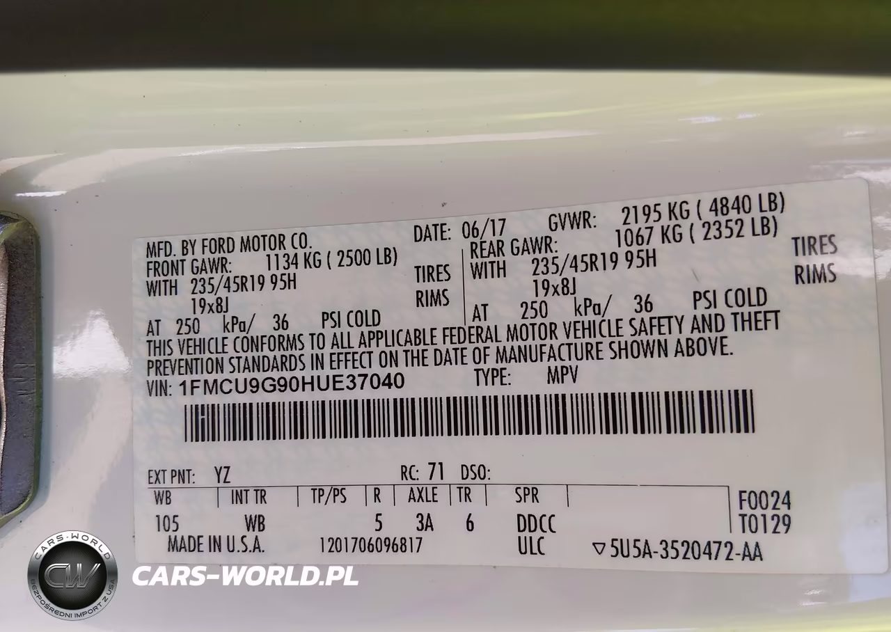 2017 Ford Escape Se VIN:1FMCU9G90HUE37040 - 9