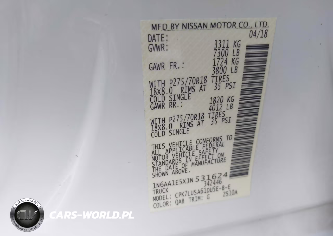 2018 Nissan Titan Pro-4X VIN:1N6AA1E5XJN531624 - 9