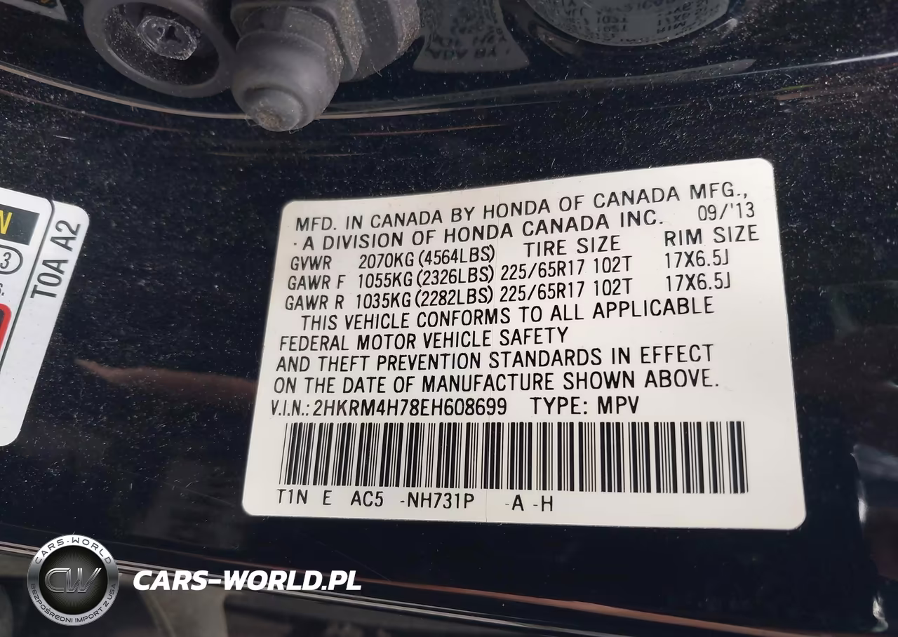 2014 Honda Cr-V Ex-L VIN:2HKRM4H78EH608699 - 9