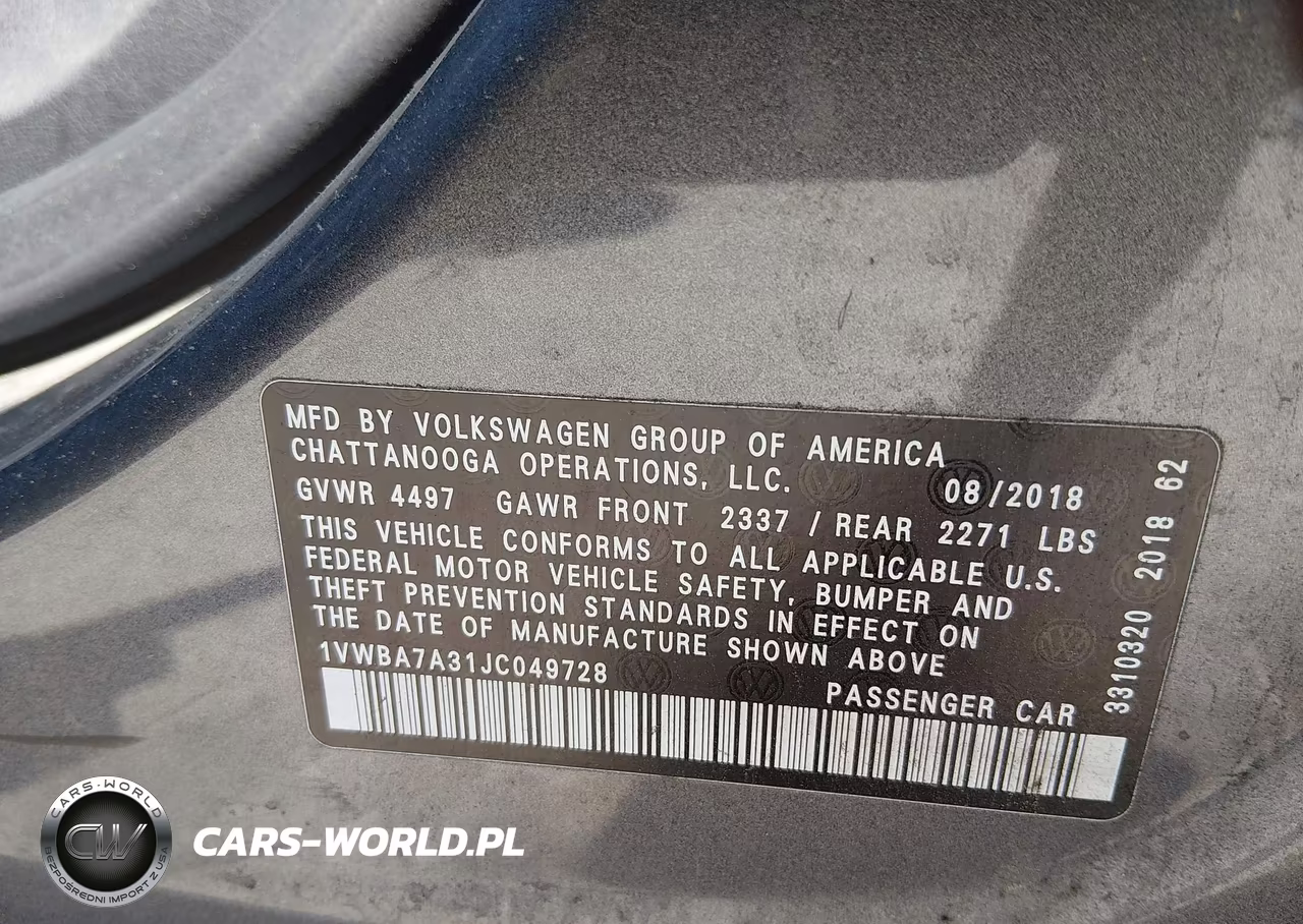2018 Volkswagen Passat 2.0T Se VIN:1VWBA7A31JC049728 - 9
