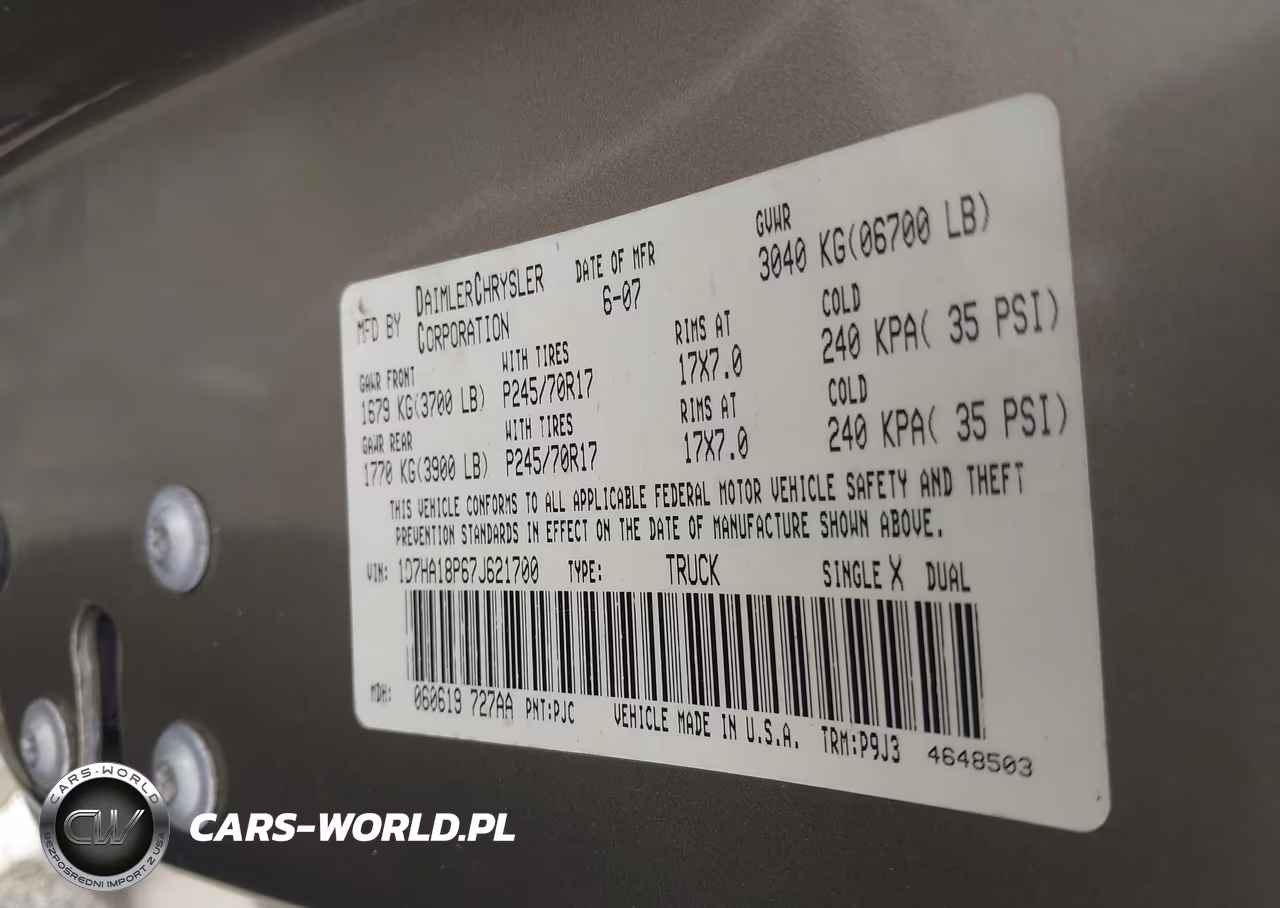 2007 Dodge Ram 1500 St VIN:1D7HA18P67J621700 - 9