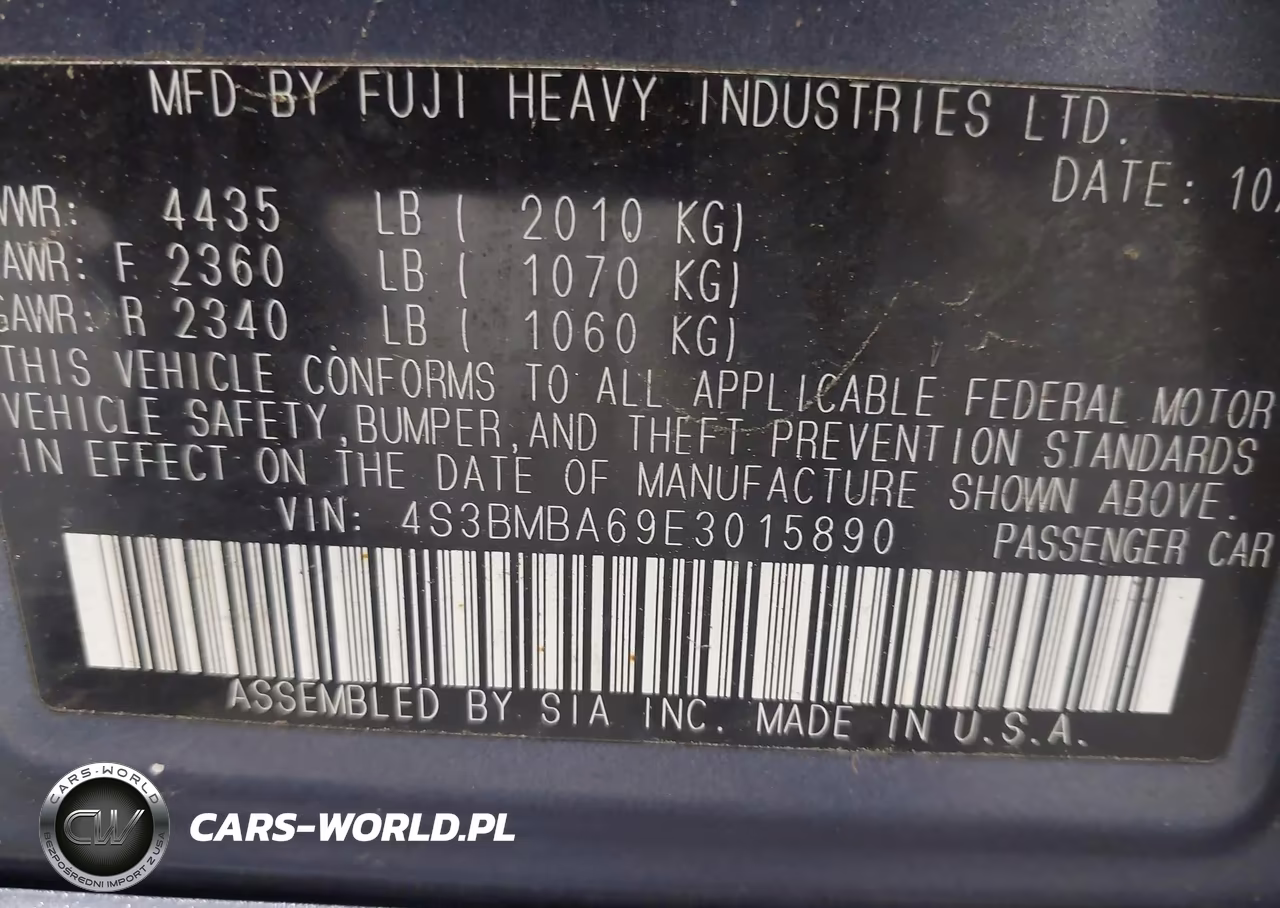 2014 Subaru Legacy 2.5I VIN:4S3BMBA69E3015890 - 9