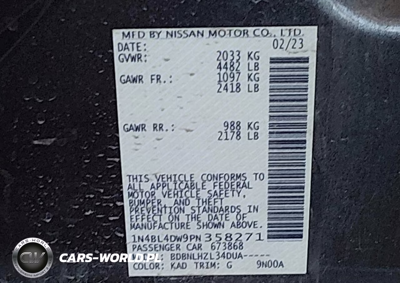 2023 Nissan Altima Sv Intelligent Awd VIN:1N4BL4DW9PN358271 - 9