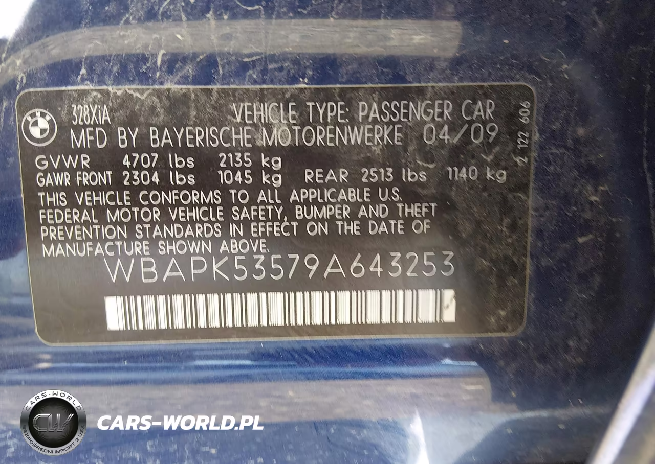 2009 BMW 328I xDrive VIN:WBAPK53579A643253 - 9