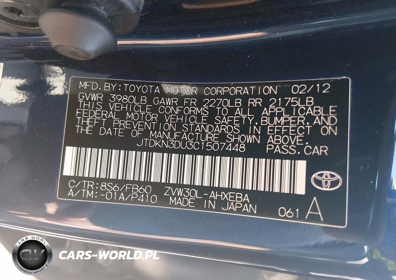 2012 Toyota Prius Two VIN:JTDKN3DU3C1507448 - 9