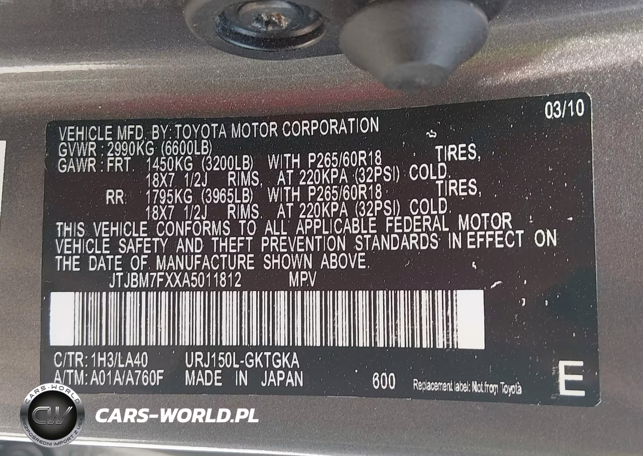 2010 Lexus Gx 460 VIN:JTJBM7FXXA5011812 - 9