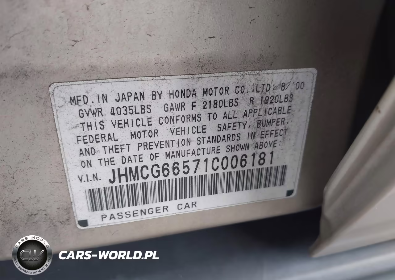 2001 Honda Accord 2.3 Lx VIN:JHMCG66571C006181 - 9