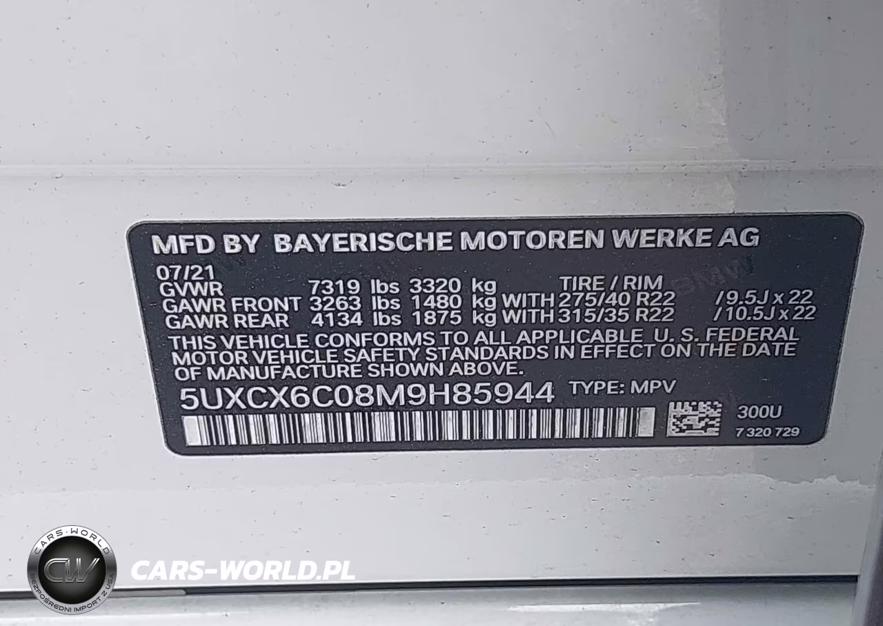 2021 BMW X7 M50I VIN:5UXCX6C08M9H85944 - 9