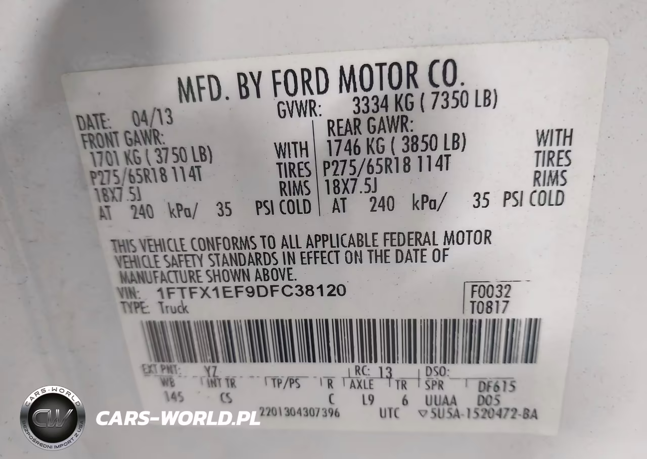 2013 Ford F-150 Fx4-Lariat-Stx-Xl-Xlt VIN:1FTFX1EF9DFC38120 - 9