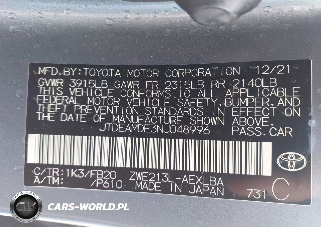 2022 Toyota Corolla Hybrid Le VIN:JTDEAMDE3NJ048996 - 9