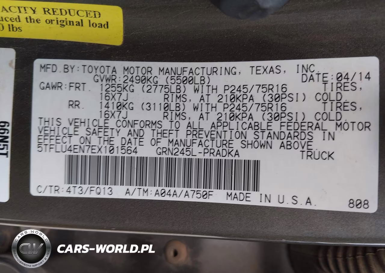 2014 Toyota Tacoma Base V6 VIN:5TFLU4EN7EX101564 - 9