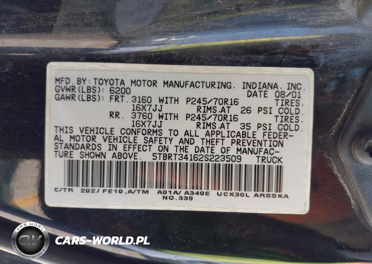 2002 Toyota Tundra Sr5 V8 VIN:5TBRT34162S223509 - 9