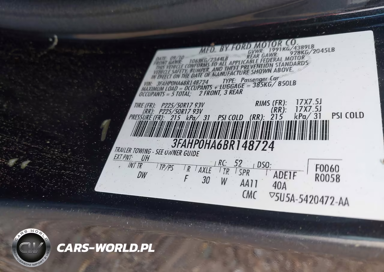 2011 Ford Fusion Se VIN:3FAHP0HA6BR148724 - 9