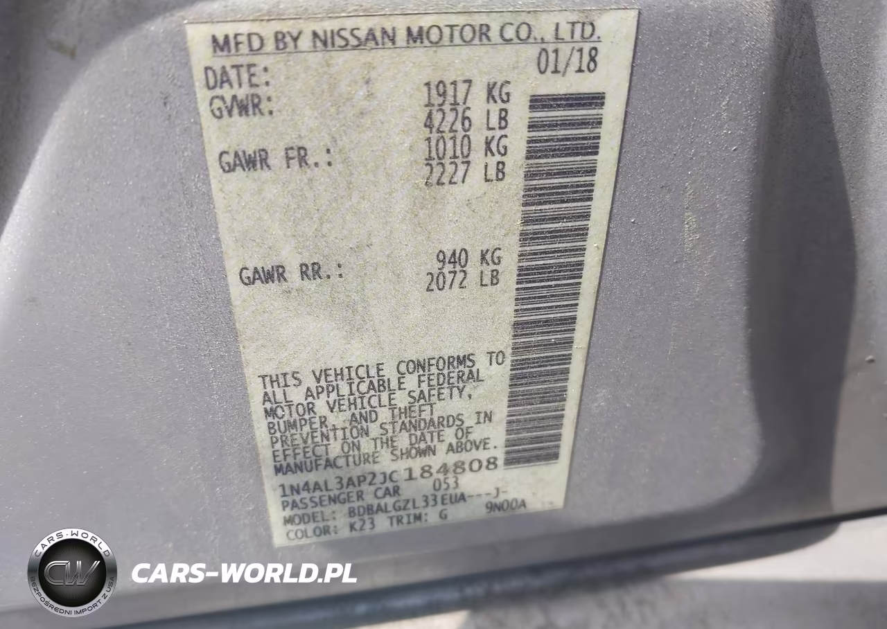 2018 Nissan Altima 2.5 S VIN:1N4AL3AP2JC184808 - 9
