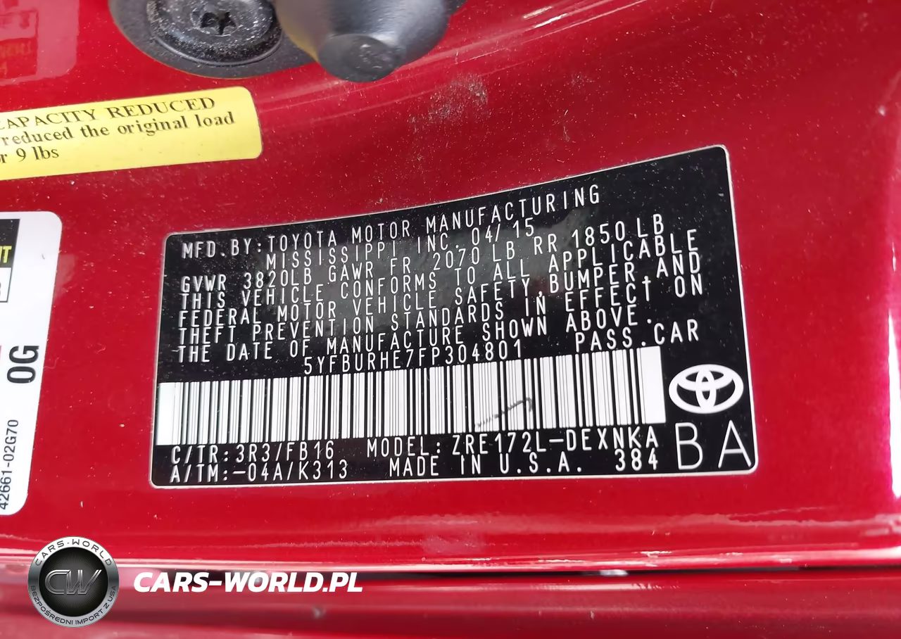 2015 Toyota Corolla Le VIN:5YFBURHE7FP304801 - 9