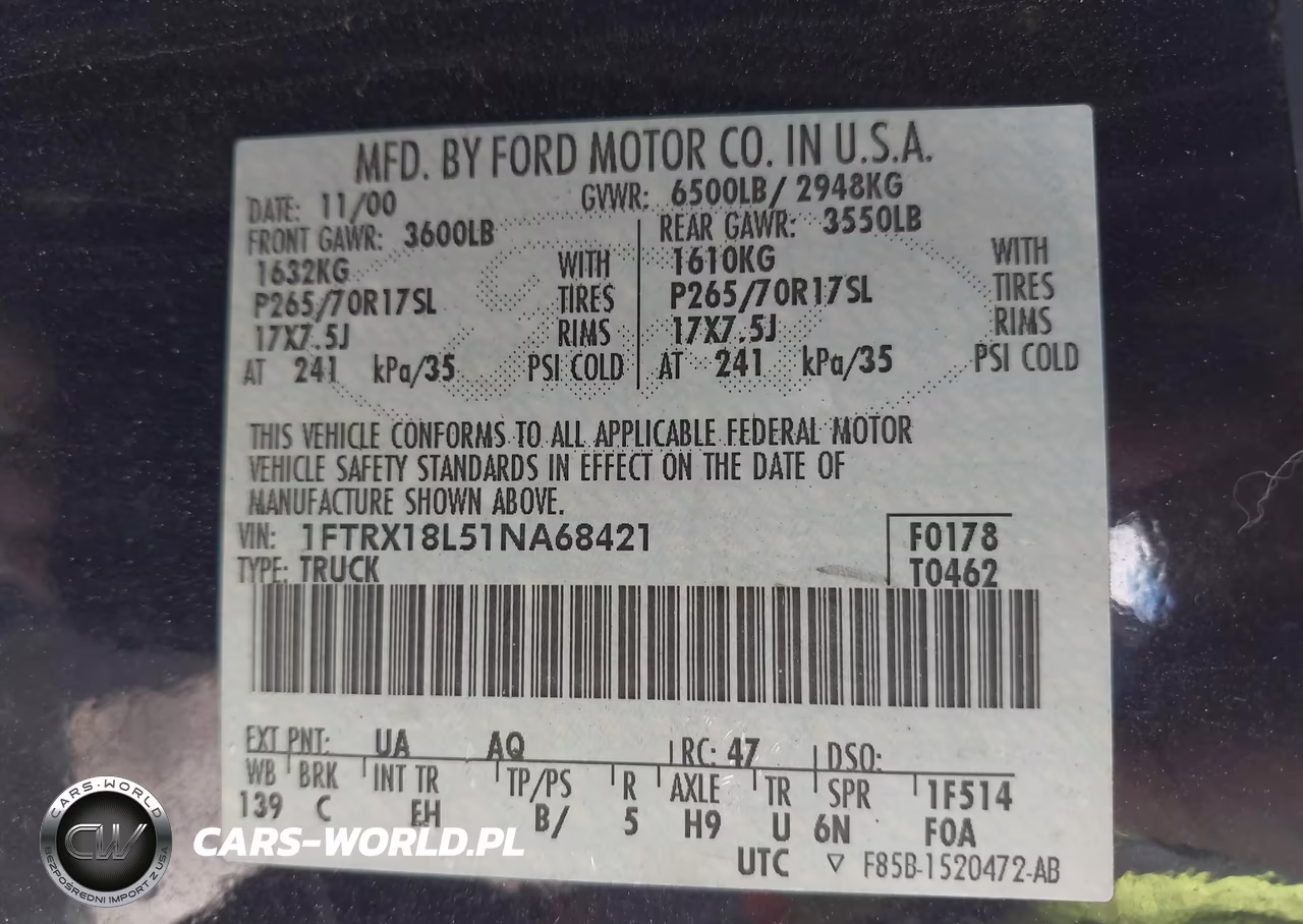 2001 Ford F-150 Lariat-Xl-Xlt VIN:1FTRX18L51NA68421 - 9