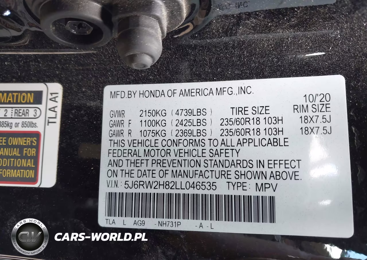 2020 Honda Cr-V Awd Ex-L VIN:5J6RW2H82LL046535 - 9