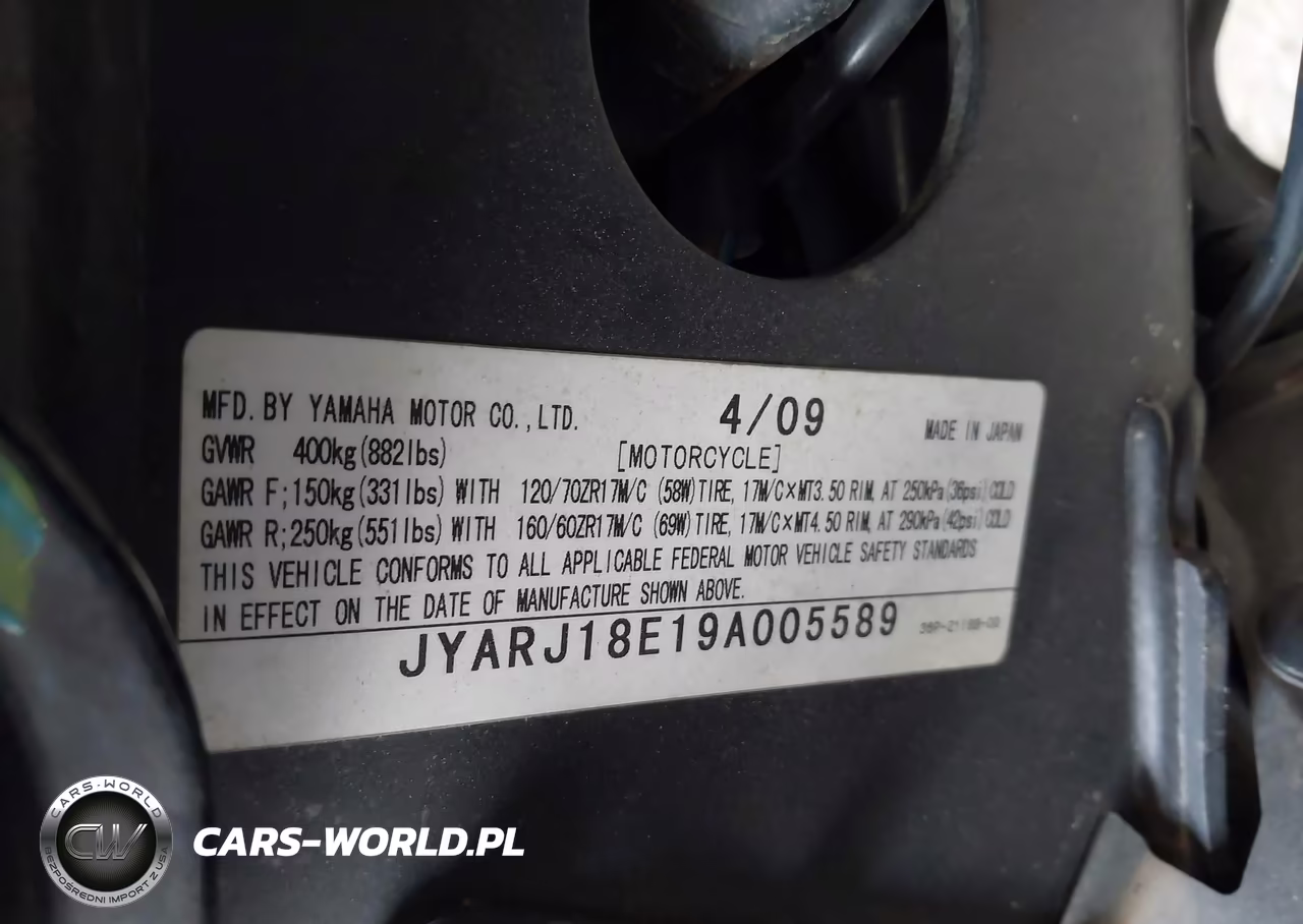 2009 Yamaha Fz6 R VIN:JYARJ18E19A005589 - 10