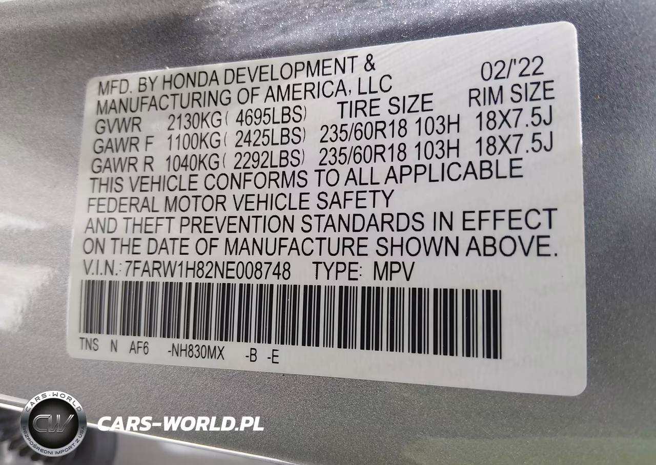 2022 Honda Cr-V 2Wd Ex-L VIN:7FARW1H82NE008748 - 9