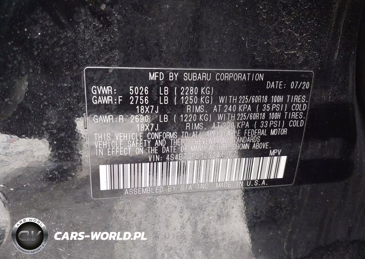 2020 Subaru Outback Touring Xt VIN:4S4BTGPD1L3244367 - 9