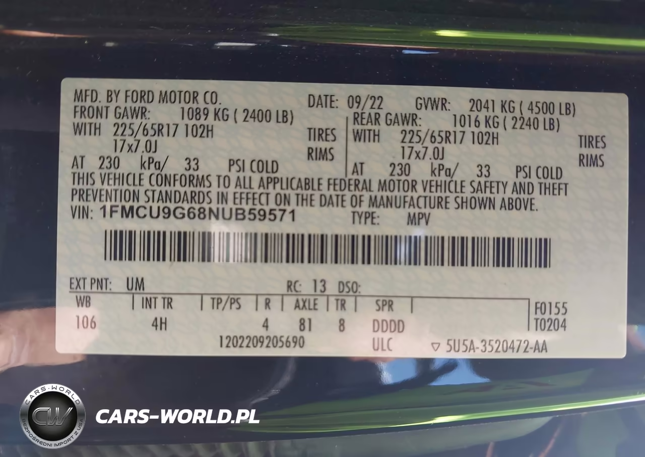 2022 Ford Escape Se VIN:1FMCU9G68NUB59571 - 9