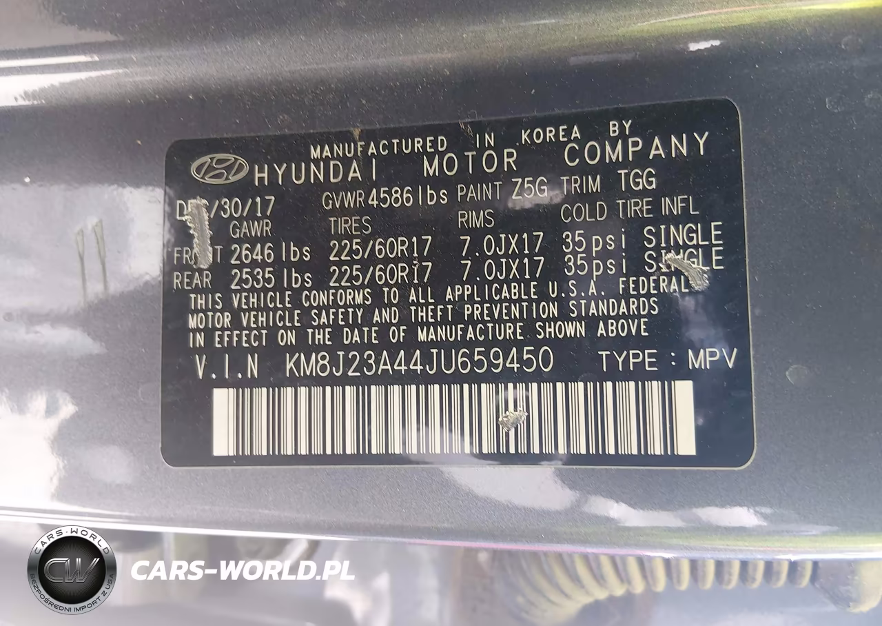 2018 Hyundai Tucson Se VIN:KM8J23A44JU659450 - 9