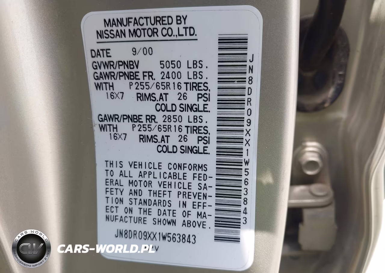 2001 Nissan Pathfinder Se VIN:JN8DR09XX1W563843 - 9