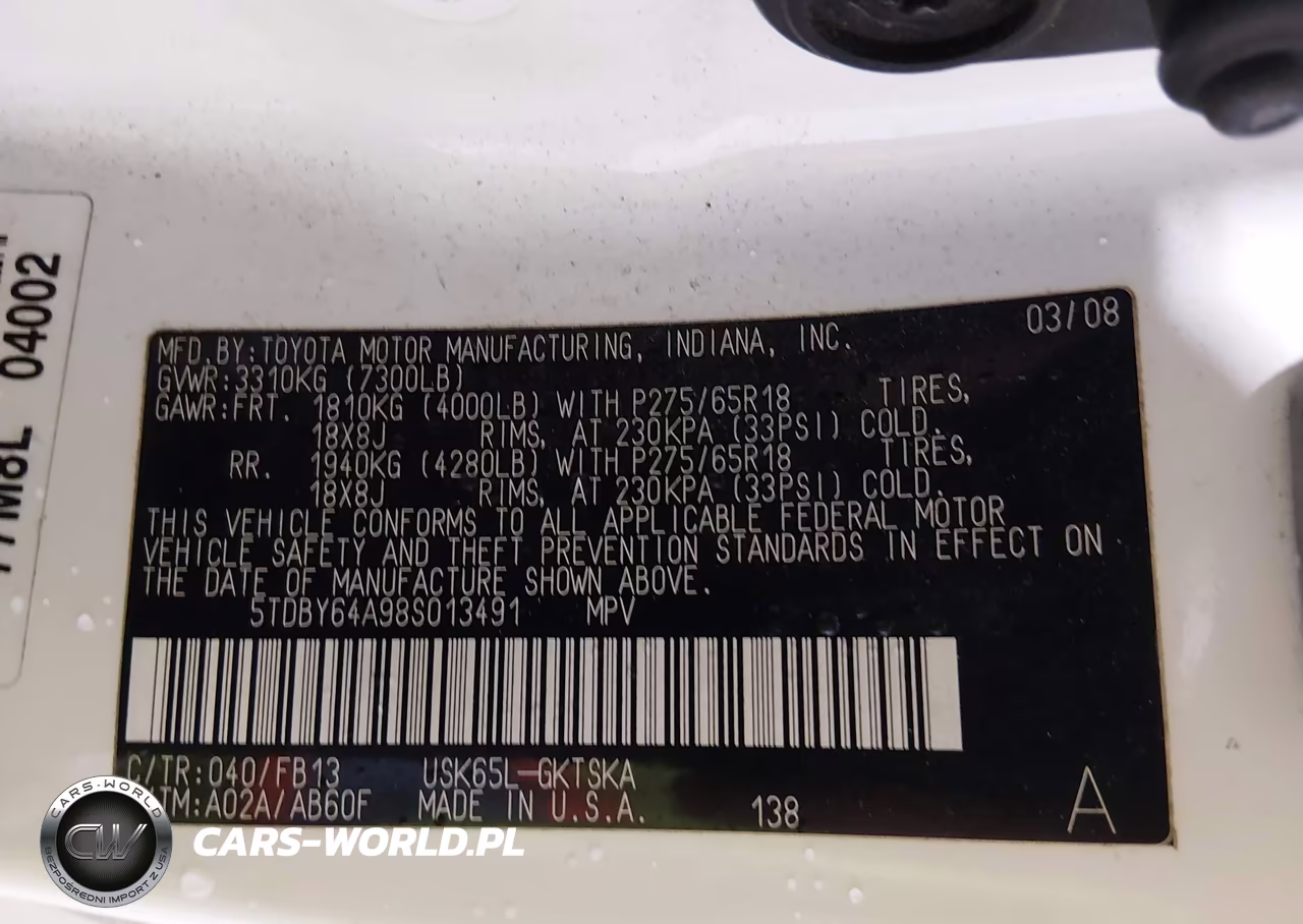 2008 Toyota Sequoia Sr5 5.7L V8 VIN:5TDBY64A98S013491 - 9