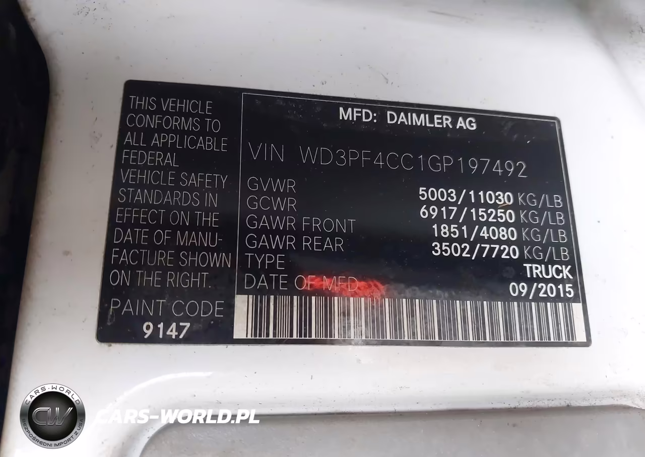 2016 Mercedes-Benz Sprinter 3500 High Roof VIN:WD3PF4CC1GP197492 - 8