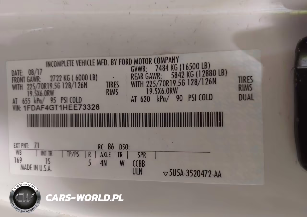 2017 Ford F-450 Chassis Xl VIN:1FDAF4GT1HEE73328 - 9