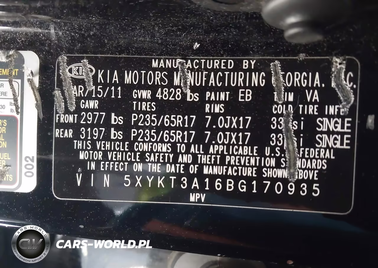 2011 Kia Sorento Lx VIN:5XYKT3A16BG170935 - 9