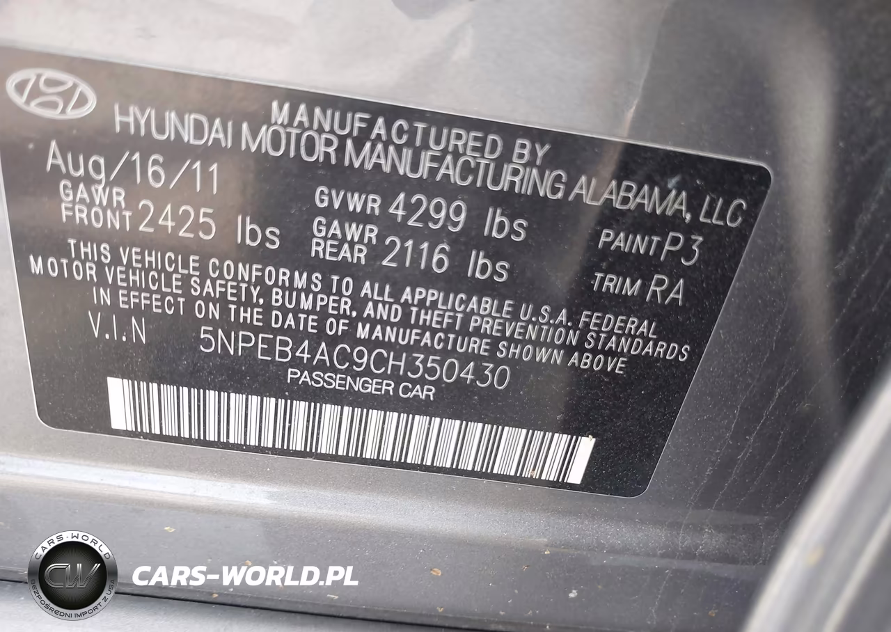 2012 Hyundai Sonata Gls VIN:5NPEB4AC9CH350430 - 9