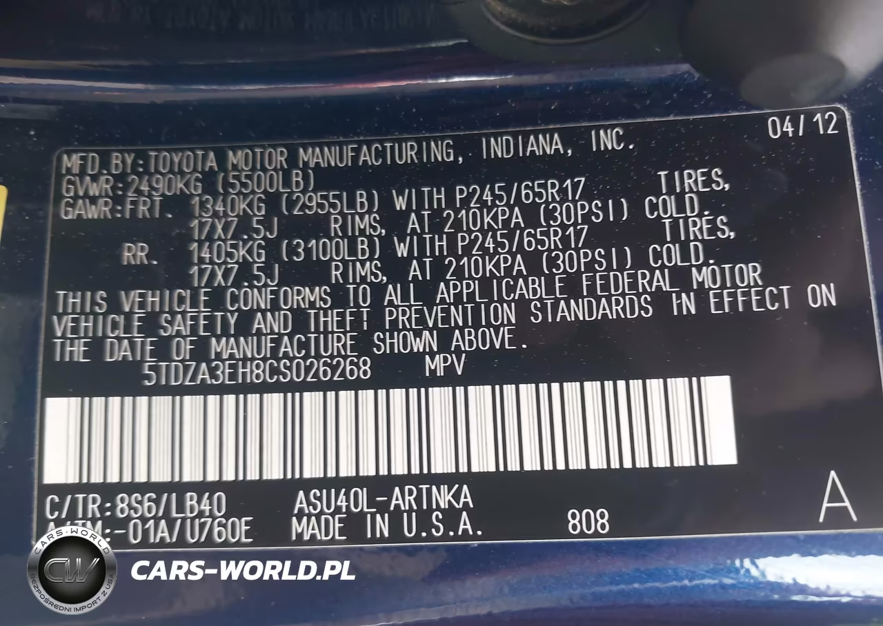 2012 Toyota Highlander Se VIN:5TDZA3EH8CS026268 - 9