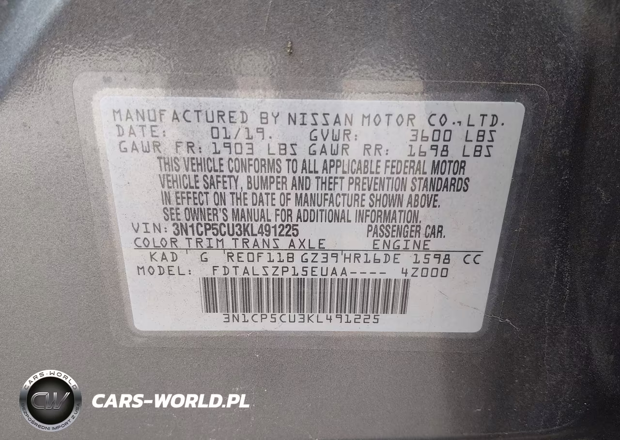2019 Nissan Kicks Sv VIN:3N1CP5CU3KL491225 - 9