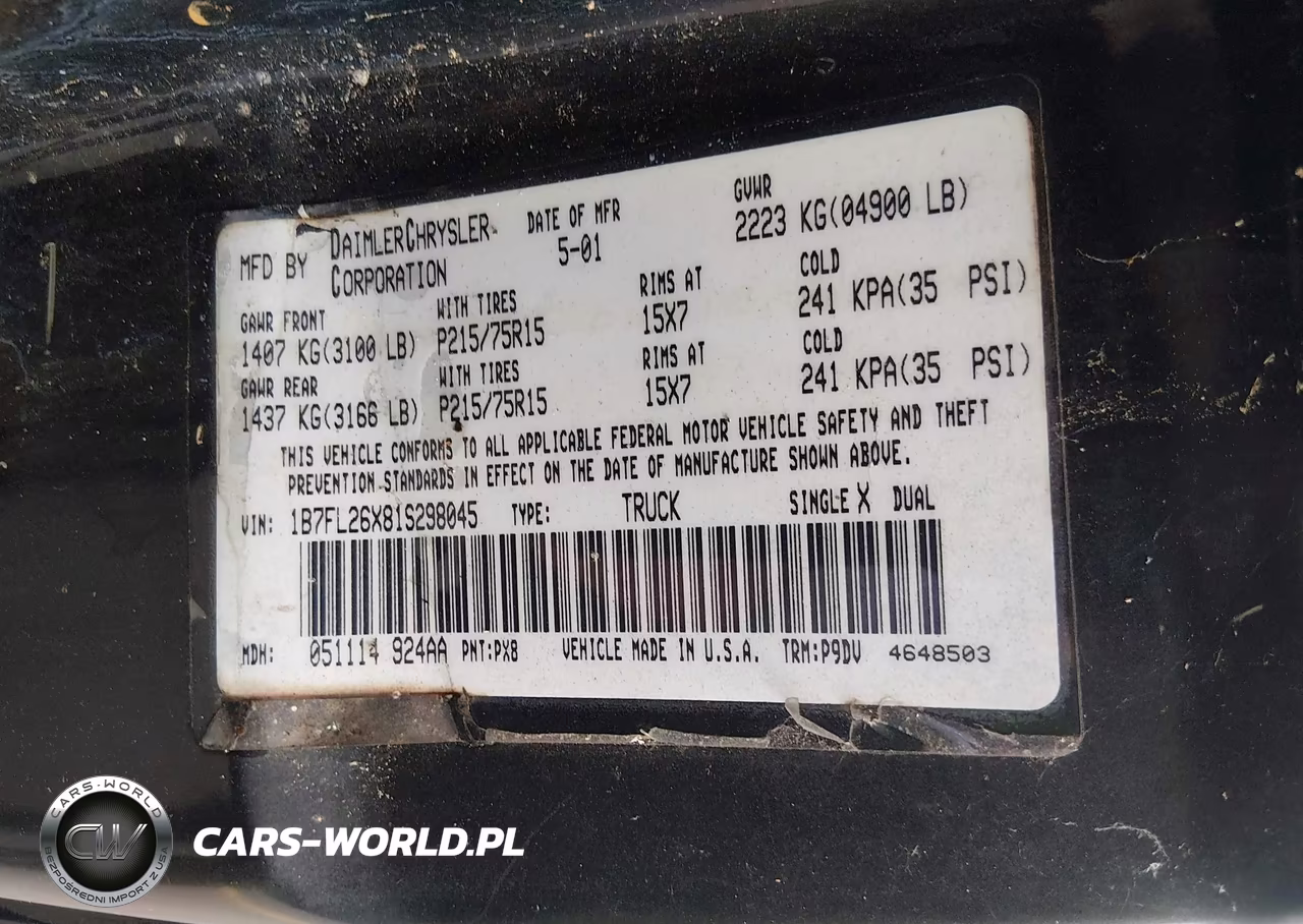 2001 Dodge Dakota Slt-Sport VIN:1B7FL26X81S298045 - 9