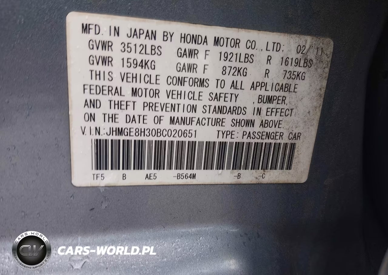 2011 Honda Fit VIN:JHMGE8H30BC020651 - 9