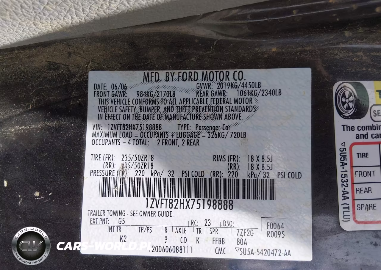 2007 Ford Mustang Gt Deluxe-Gt Premium VIN:1ZVFT82HX75198888 - 9