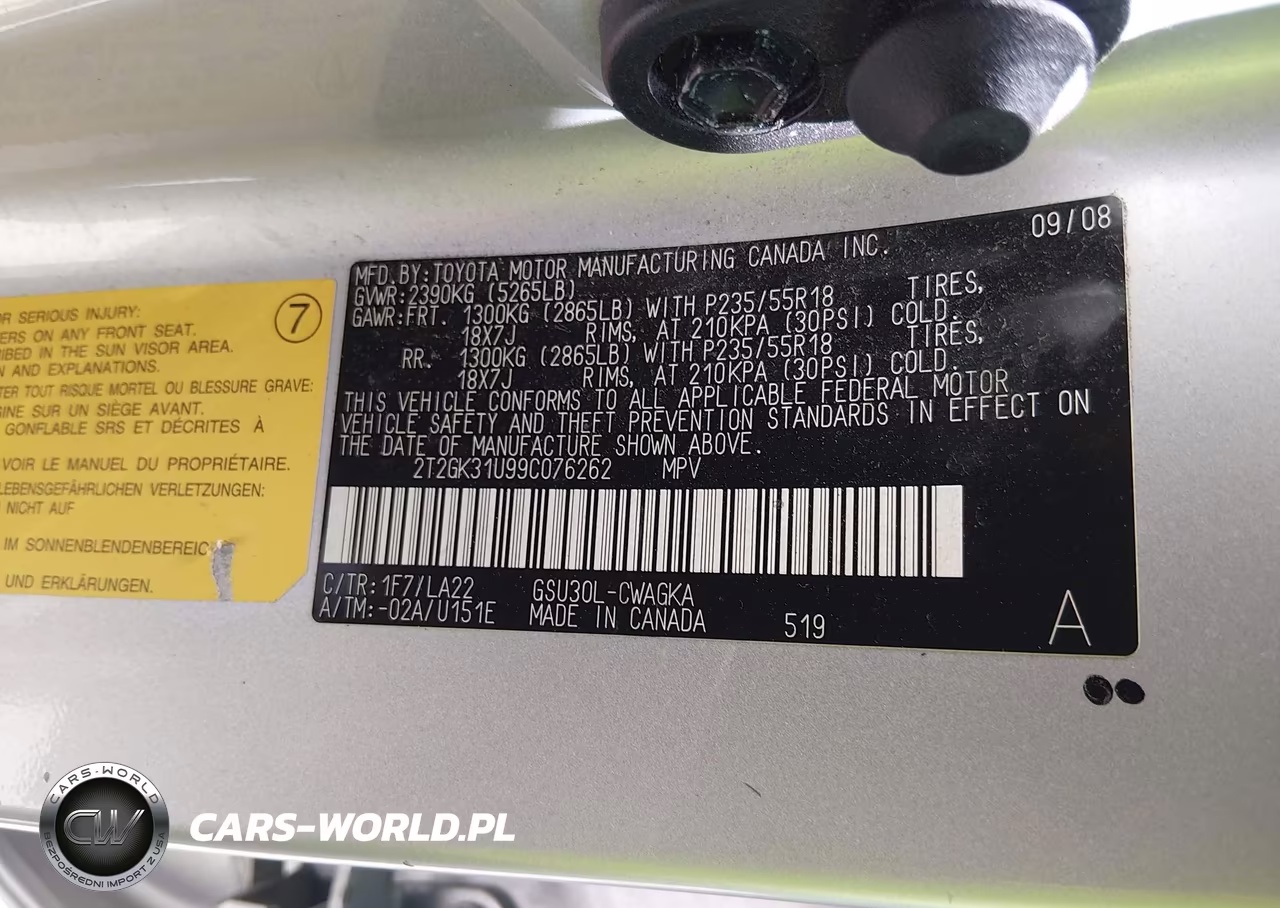 2009 Lexus Rx 350 VIN:2T2GK31U99C076262 - 9