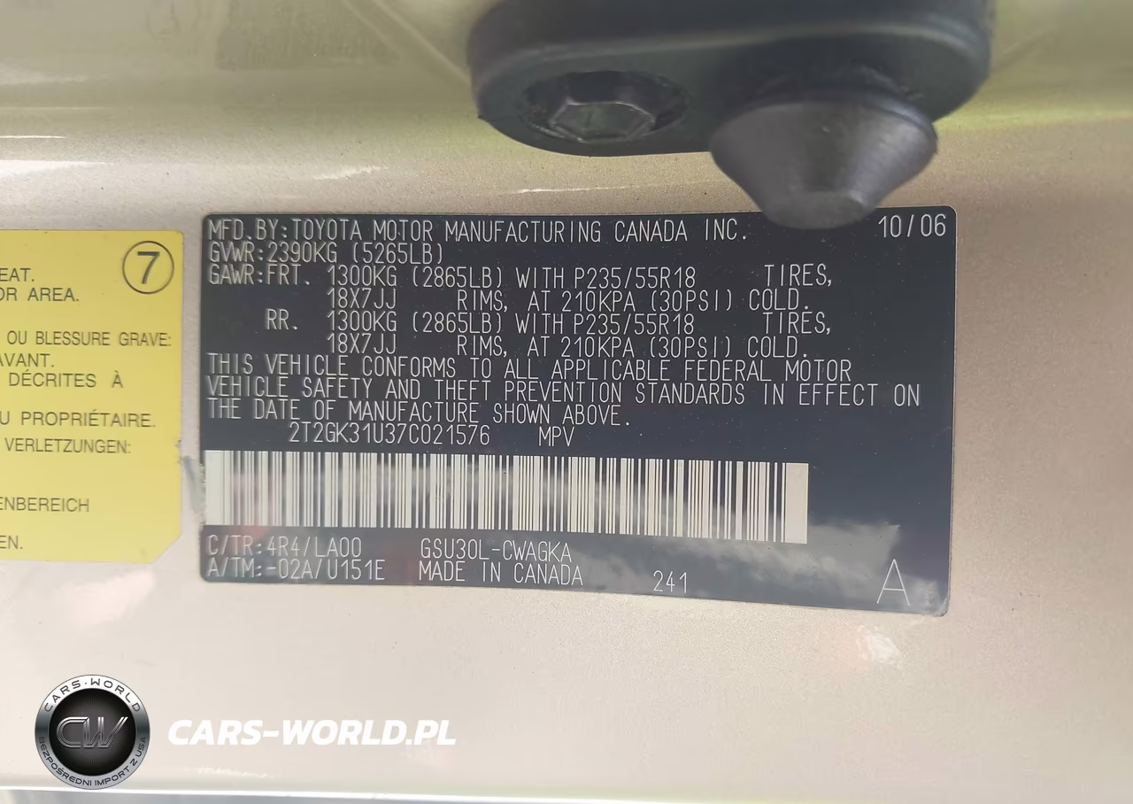 2007 Lexus Rx 350 VIN:2T2GK31U37C021576 - 9