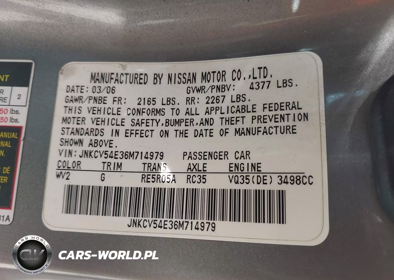 2006 Infiniti G35 VIN:JNKCV54E36M714979 - 9