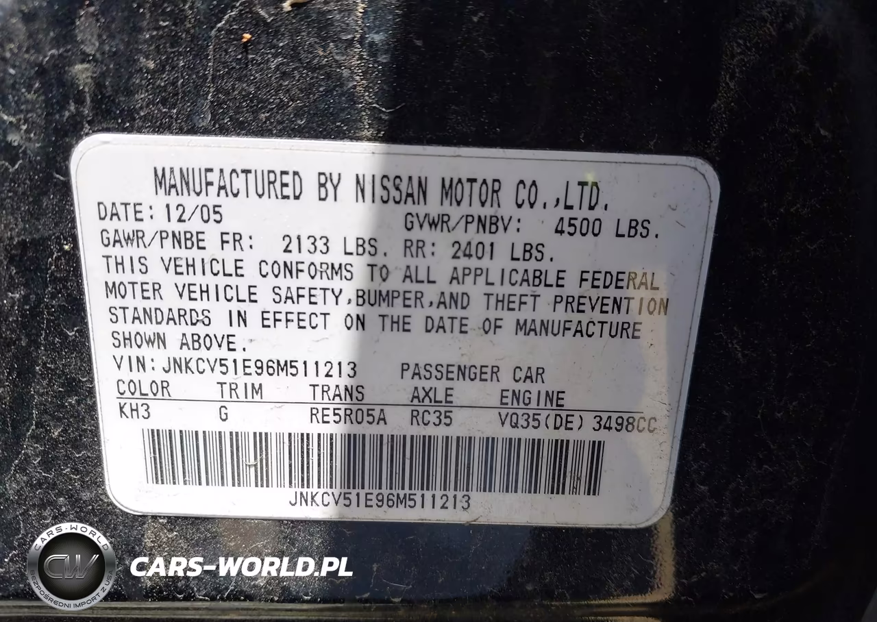 2006 Infiniti G35 VIN:JNKCV51E96M511213 - 9